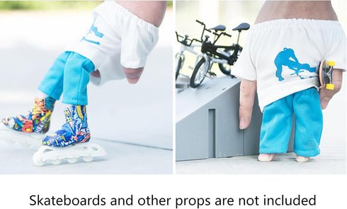 NLAIOUSL Set Interactive Finger Scooter Clothes Stunt Fingertip Pants T-Shirt Toy Skates Scooter Fingerboard