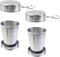 MY MIRONEY 2PCS Telescopic Stainless Steel Collapsible Cup, Portable Folding Shot Glass with Keychain and Lid (2.5 Oz)