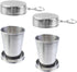 MY MIRONEY 2PCS Telescopic Stainless Steel Collapsible Cup, Portable Folding Shot Glass with Keychain and Lid (2.5 Oz)