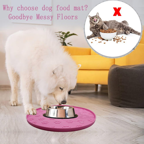 Silicone Pet Food Mat - Raised Edge Rubber Mat for Dog Bowls, Prevents Stains on Floors, Suitable for Small Pets, 10.6''