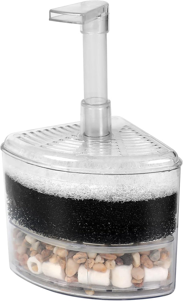 AQUANEAT Sponge Filter, Air Driven Bio Corner Filter for Fry, Shrimp, Nano Fish Tank (Small)