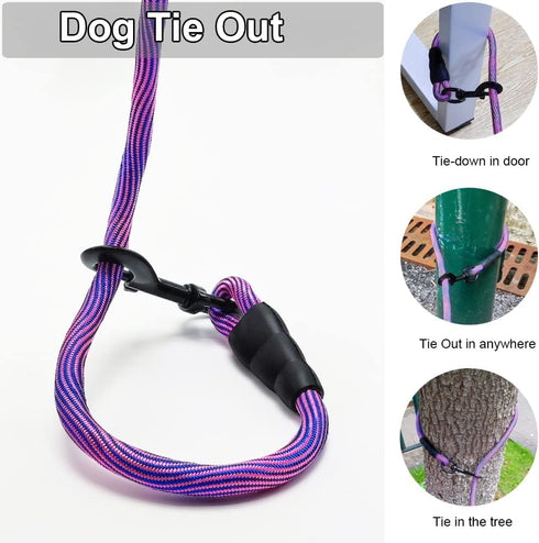 BTINESFUL Dog Tie-Out Long Tether Rope Leash, 8ft/12ft/20ft/30ft/50ft/75ft for Large Medium Small Dogs, Outdoor