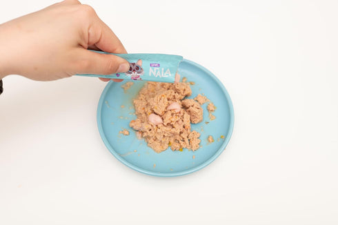 LOVE, NALA Natural Lickable Cat Treat Topper - Tuna & Salmon Collagen Mousse, Grain Free, 4 Pack 2 oz.