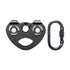 Zipline Trolley Kit with 25kN Carabiner, Double Tandem Dual Pulley for Rock Climbing and Rescue