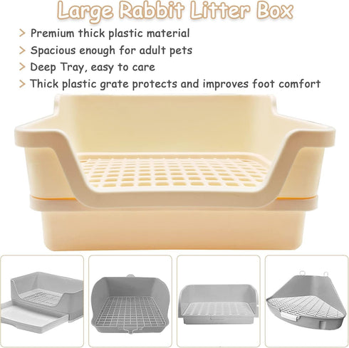 Chinchillas PINVNBY Extra Large Rabbit Litter Box Small Animal Potty Trainer Huge Bunny Litter Pan Plastic Pet Corner
