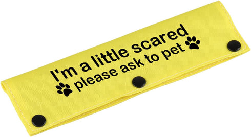 I'm a Little Scared Funny Dog Leash Sleeve, Please Ask to Pet, Alert Hanging ID Patch Tag Pet Birthday Gift (Little