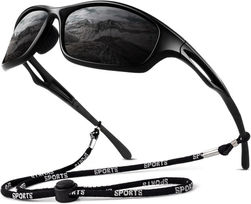 LINVO Polarized Wrap Around Sports Sunglasses for Men Women with UV400 Protection for Running Cycling Fishing Golf