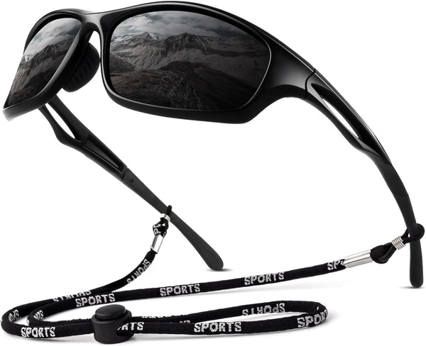 LINVO Polarized Wrap Around Sports Sunglasses for Men Women with UV400 Protection for Running Cycling Fishing Golf
