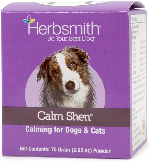 Herbsmith Calm Shen Herbal Blend for Dogs & Cats, Natural Anxiety Remedy, 75g Powder
