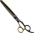 Fenice Peak 7'' Black Dog Grooming Scissors - Golden Chunker Blending Shears with Ergonomic Offset Handle