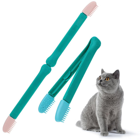 POPETPOP Cat Dog Tear Stain Remover: 2pcs Mini Grooming Comb Brush for Dogs Cats, Multifunctional Eye Comb for Removing