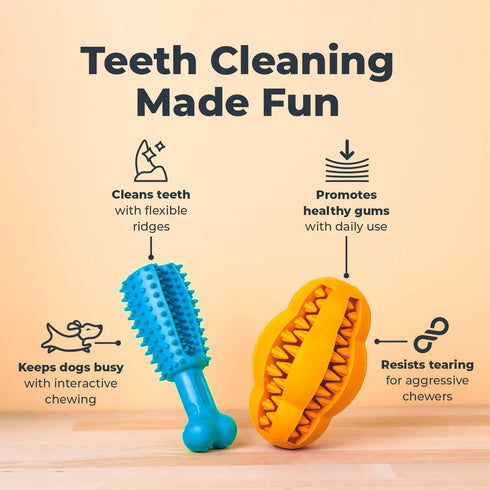 Oxyfresh Dog Dental Toy - Durable Rubber Chew Toy for Aggressive Chewers - Cleans Teeth & Freshens Breath (Large)