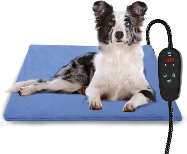 2023 Newest Dog Heating Pad with Temperature Adjustment, Anti-bite, Timer, Indoor Waterproof Electric Heated Mat