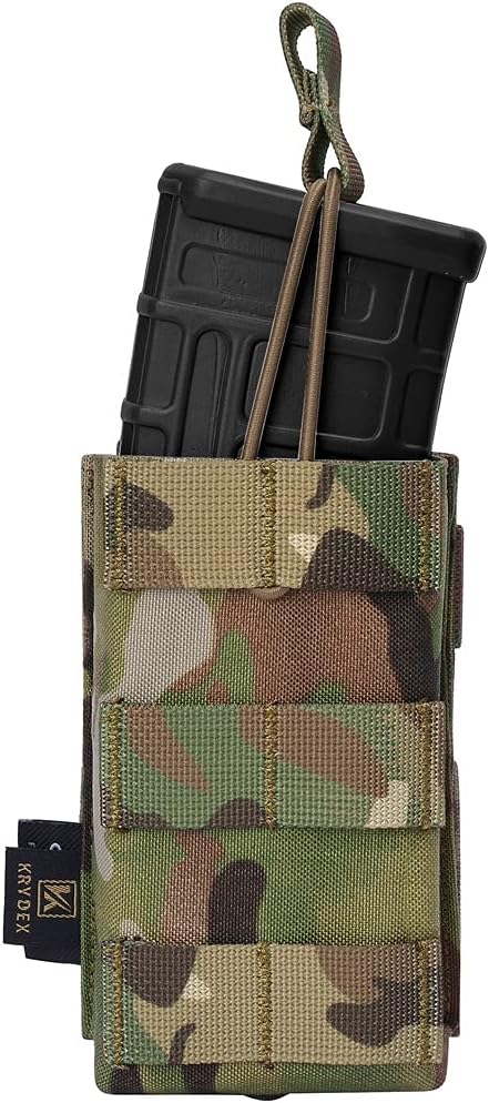KRYDEX Tactical MOLLE Open-Top 5.56mm Mag Pouch, Single/Double/Triple with MOLLE Strap for M4 M16