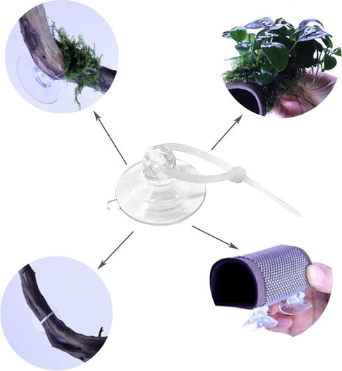 Aquarium Suction Cups, Heavy Duty with Adjustable Cable Ties, Dia.1.2"/1.8" Optional (1.8")