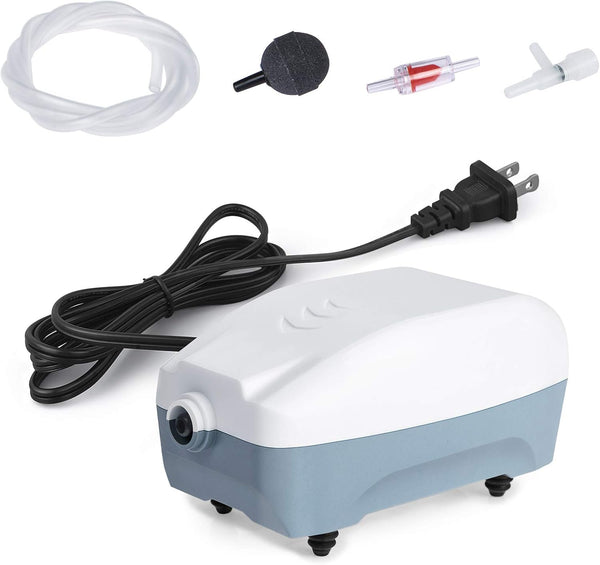 HITOP 2W Single Outlet Aquarium Air Pump - 1.5L/Min Quiet Oxygen Pump for Small Tank up to 15 Gallon