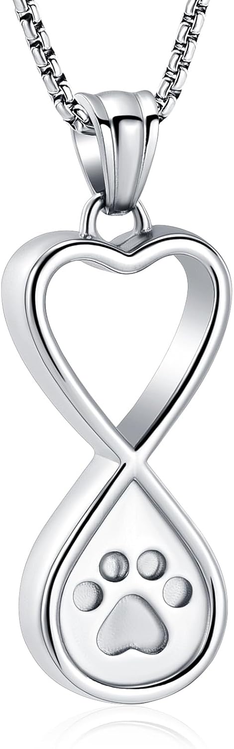 Oinsi Infinity Love Pet Cremation Jewelry for Ashes, Dog/Cat Funeral Keepsake Urn Necklace Pendant