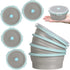 Suclain 4 Pcs Collapsible Silicone Camping Bowl Set, Expandable Food Storage Container, Blue Rim Gray, 12 oz