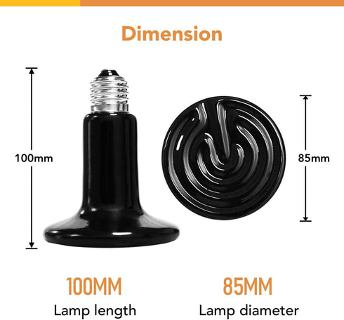 Simple Deluxe 100W Ceramic Heat Emitter Reptile Heat Lamp Bulb, No Light Emitting, for Amphibian Pet Snake Turtle &