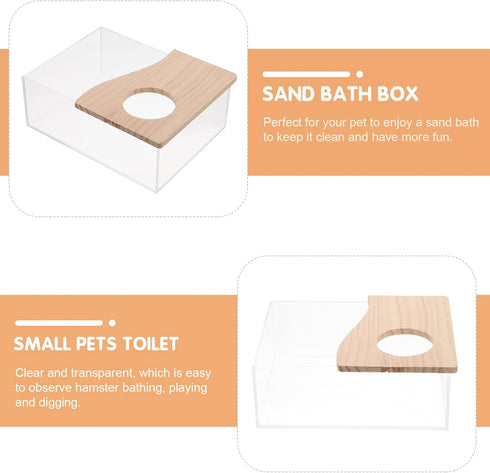 Totority Hamster Sand Bath Box, Acrylic Toilet Hamster Bathtub Small Animal Pet Sauna Toilet Sand Bath Box Shower Case