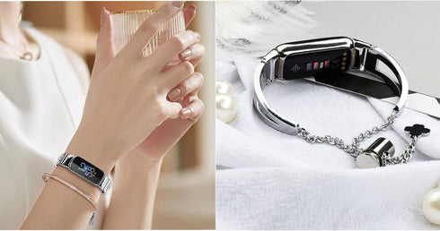 NINKI Metal Bracelet Band for Women, Compatible with Silver Fitbit Luxe, Adjustable Strap Ladies Jewelry Link Band