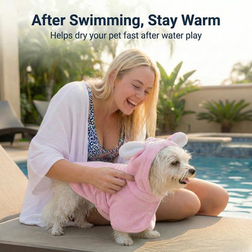 SDCSDC Dog Bathrobe Super Absorbent Towel for Small Dogs Cats Fast Drying Dog Robe Coat with Hood Puppy Cat Bath Towel