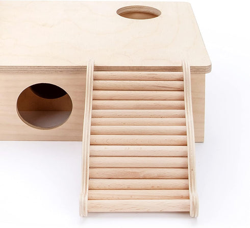 Niteangel Hamster Climbing Toy - Wooden Ladder Bridge for Hamsters, Gerbils, Mice, and Small Animals (Small - 6.3'' L)