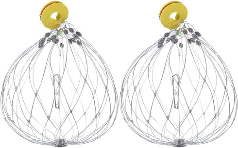 Hemoton 2Pcs Wire Mesh Crab Trap Cage with Auto-Opening Bait Pin and