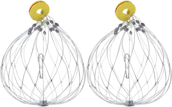 Hemoton 2Pcs Wire Mesh Crab Trap Cage with Auto-Opening Bait Pin and