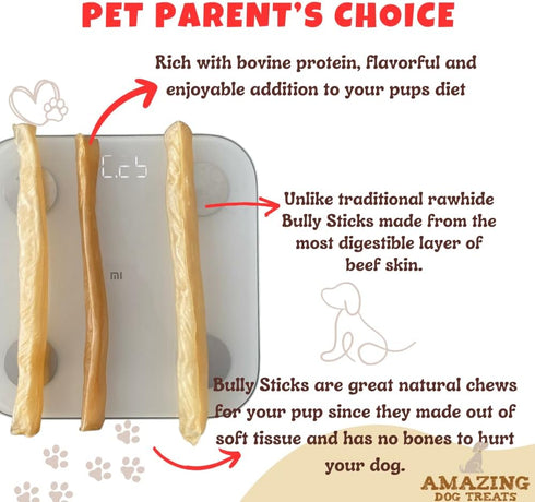 Amazing Dog Treats - Large Collagen Stick - 12 Inch (4 Count) - Collagen Beef Cheek Rolls for Dogs - No Hide Bones