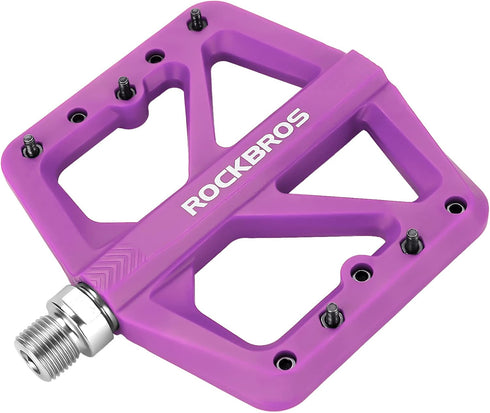ROCKBROS Mountain Bike Pedals, Lightweight Nylon Composite Bicycle Flat Pedals 9/16" for BMX MTB Mountain Road Bike