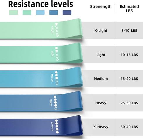 Resistance Bands, Exercise Workout Bands for Women and Men, 5 Set of Stretch Bands for Booty Legs, Pilates Flexbands