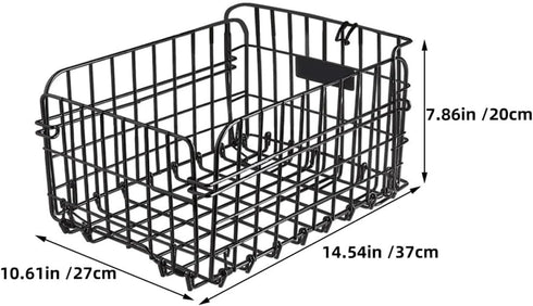 GLEAVI Folding Bike Rear Basket Metal Mesh Storage Rack Detachable Carrier with Mounting Accessories and Reflective