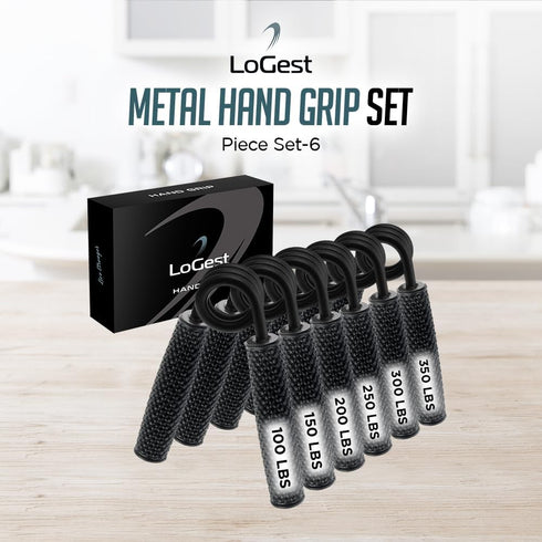 Logest Metal Hand Grip Set - 100LB-350LB 6 Pack Heavy-Duty Grip Strengthener with Gift Box