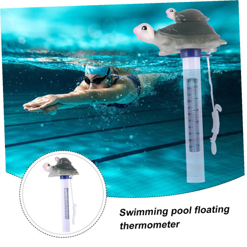 Swimming 0-50c Waterproof Turtle Thermometer for Pool and Hot Tub, Water Temperature Meter with String, Cartoon