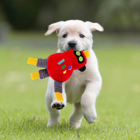 Interactive Robot Squeaky Plush Toy for Small to Medium Dogs