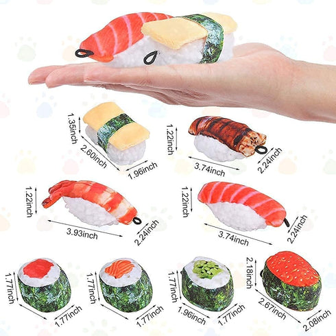 REKOBON Catnip Toys, 8 Pack Kitten Toys for Indoor Cats, Bite Resistant Chew Toy with Sushi Roll