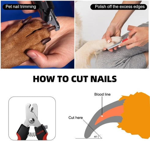 Dog Nail Clippers, Classic Trimmers with Safety Guard, Razor Sharp Blade with Nail File for Large Dogs