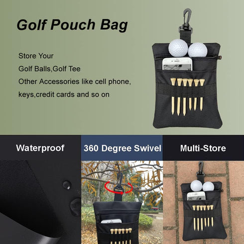 Zipper Golf Ball Bag, Golf Tee Pouch Bag, Golf Accessory Pouch, Golf Accessories for Men