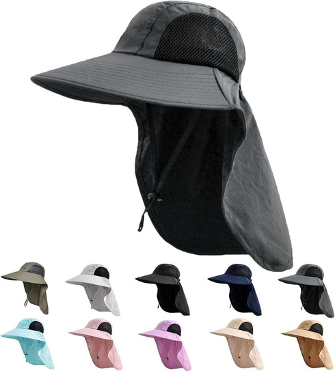 Sun Hat for Men Women with Neck Flap, UPF 50+ UV Protective Wide Brim Hiking Fishing Hat
