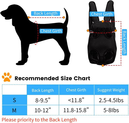 Dog Cat Backpack Carrier, Dog Carrier Comfortable for Small Medium Dogs, Pet Dog Front Chest Carriers Backpacks, Puppy Carrier Sling Backpack, Holder Papoose for Dog Baby Cat Body?Small Size?