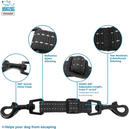 Best Pet Supplies Voyager Dog Collar with Safety Clip and Dual Clasps, No Pull Harness Connectors for Training