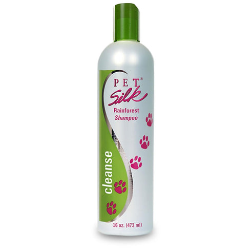 Pet Silk Rainforest Clean Scent Shampoo, 16oz, Long-Lasting Fragrance for Dogs & Cats, Gentle & Safe
