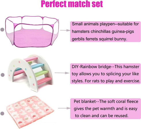 Large Hamster Playpen with Mat, Foldable Exercise Cage for Guinea Pigs, Gerbils, Chinchillas, Rats