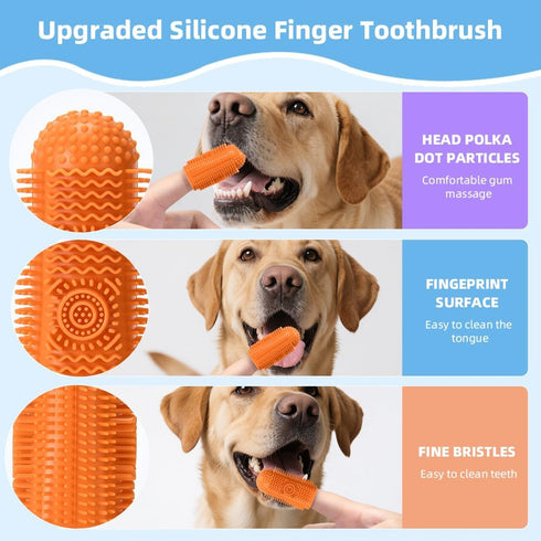 Sarnxgr 6Pcs Toothbrush,360 Silicone Dog Dog Tooth Brushing Kit,Finger Toothbrush,Cat Tooth Brush,Teeth Cleaning,Dogs