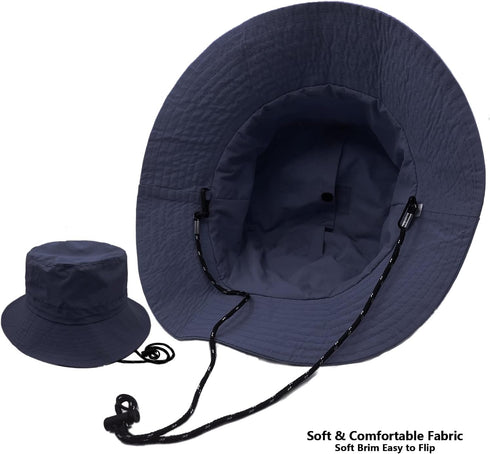woogwin Waterproof Bucket Rain Hat, Quick Dry Packable Boonie Sun Hat with Chin Strap