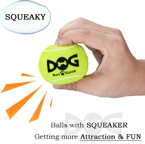 Squeaky Tennis Balls for Dogs, Colorful Easy Catching Pet Balls, 4 Pack (2.5 Inch Yellow)