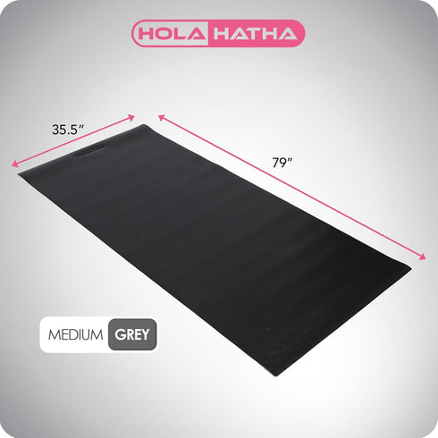 HolaHatha Lightweight Padded Exercise Mat, High Density PVC Foam Pad for Yoga and Workout Activity, Medium, Grey