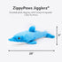 ZippyPaws Jigglerz - Dog Beach Toy for Large and Small Dogs, Ocean Animal Plush Toy with Crinkle Head and Tail, Blue