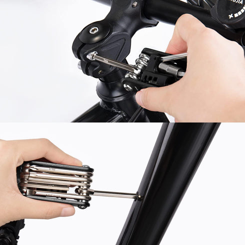 WOTOW Bike Repair Tool Kit & Bike Saddle Bag, 14 in 1 Bike Chain Tool Hex Key Wrench Maintain Accessories Multitool Set with Portable Under Seat Bag for Road Mountain Commuter Bicycle by WOTOW